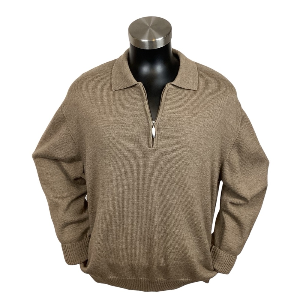 Hathaway Platinum 1/4 Zip Merino Wool Sweater Tan